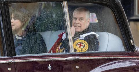 prince andrew windsor driving smiling refuses to vacate royal lodge pp