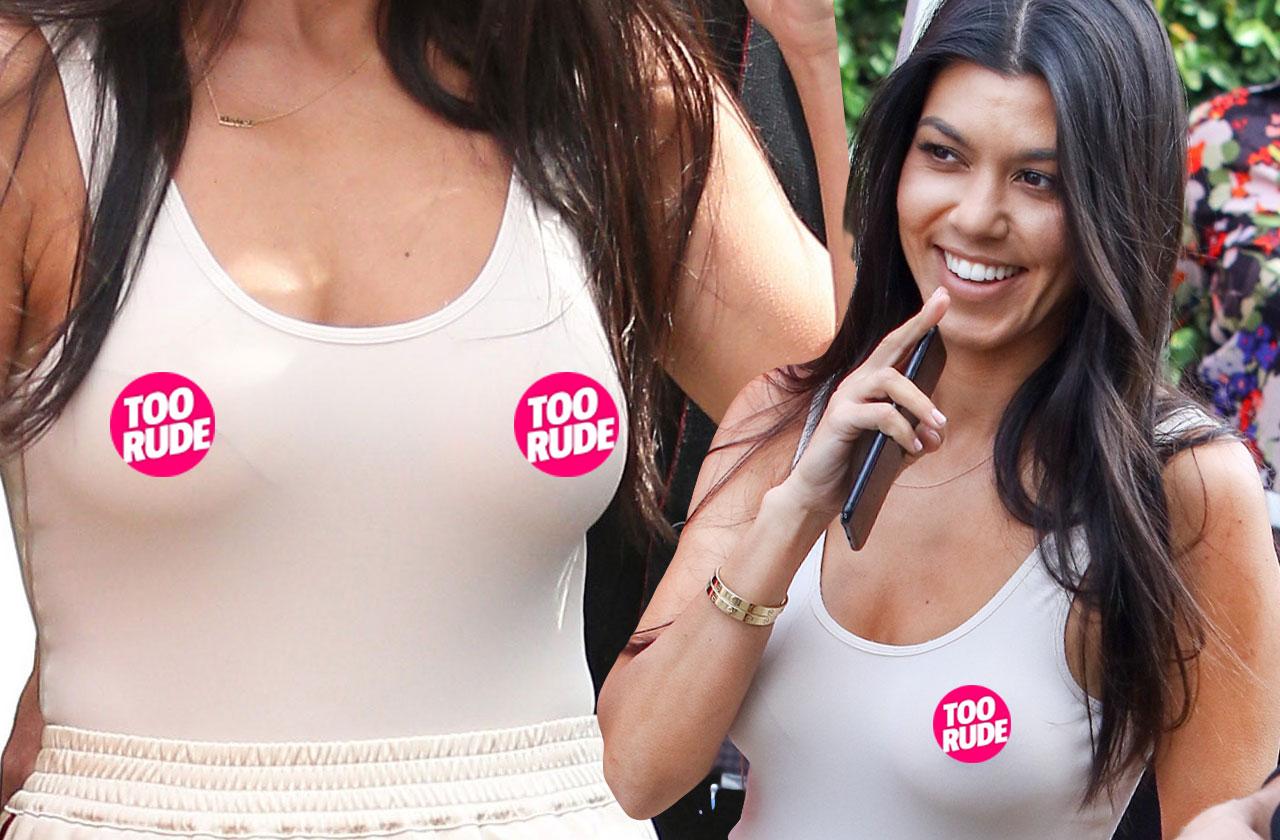 PICS] Braless Kourtney Kardashian Bares Nipples While Dating Model