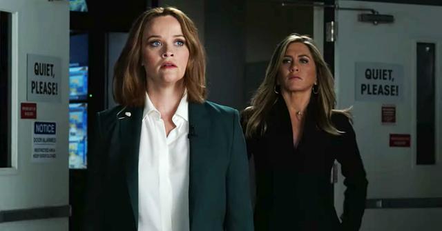 Reese Witherspoon wore a black business suit with a white blouse, while Jennifer Aniston sported a black dress in The Morning Show.