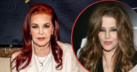 split image of Priscilla Presley and Lisa Marie Presley