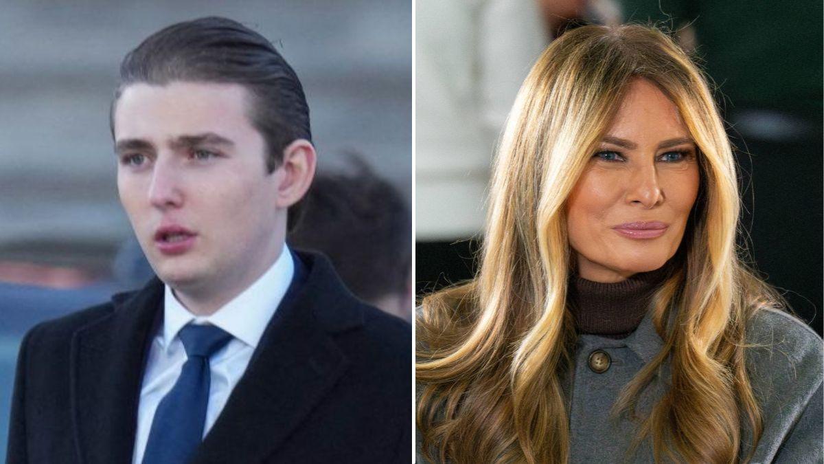 split image of Barron Trump and Melania Trump
