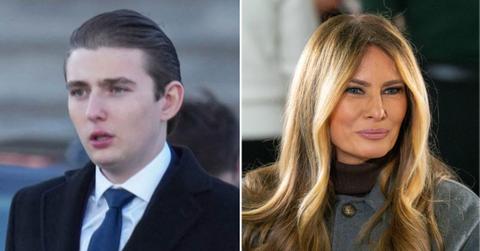 split image of Barron Trump and Melania Trump