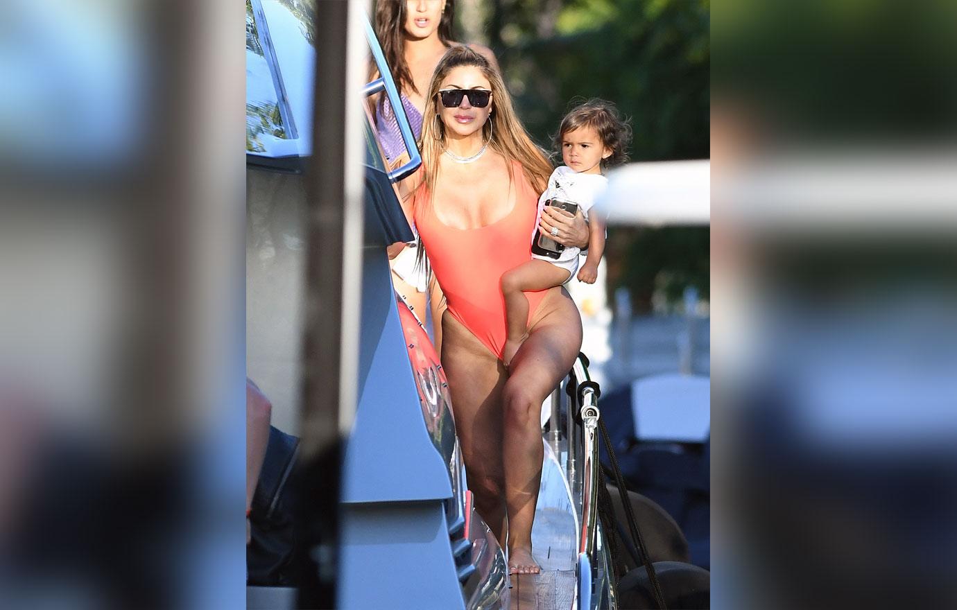 Larsa Pippen in Miami with Orange Swimsuit Miami