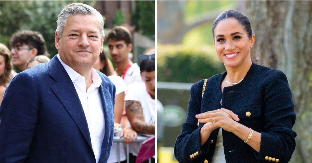 Split photos of Ted Sarandos and Meghan Markle