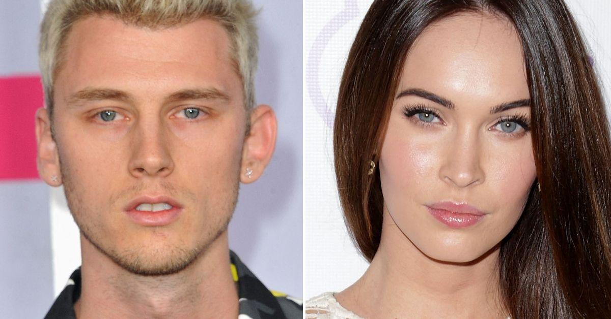 Split photo of Machine Gun Kelly and Megan Fox. 