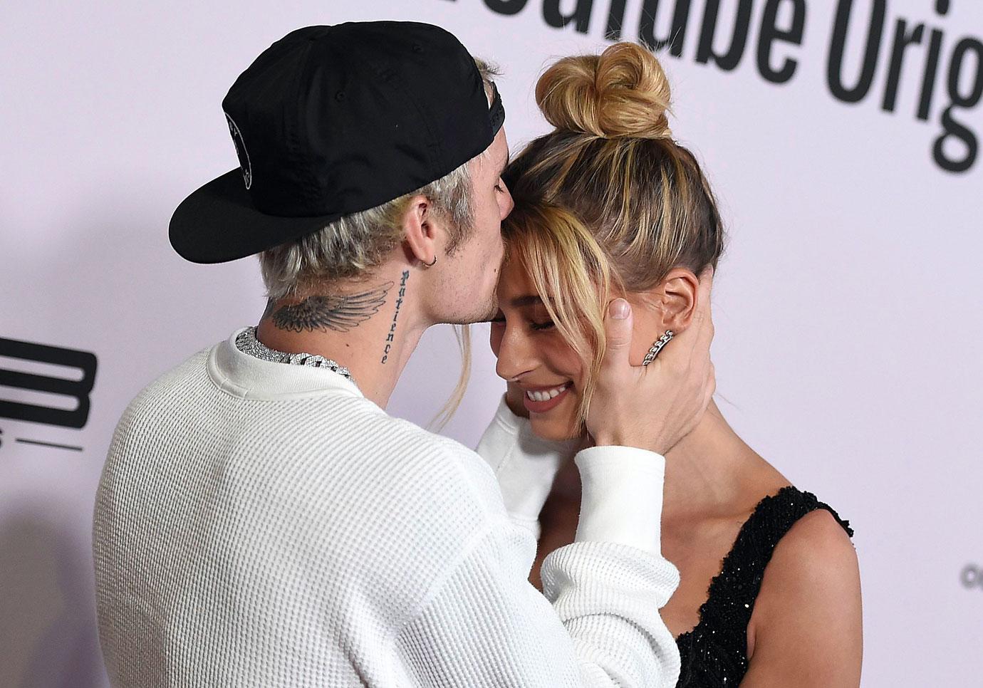 Justin Bieber & Hailey Baldwin Kiss On ‘Seasons’ Premiere Carpet