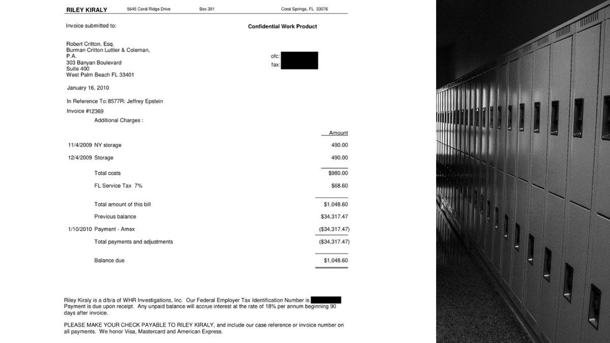 Photo of storage receipt and lockers