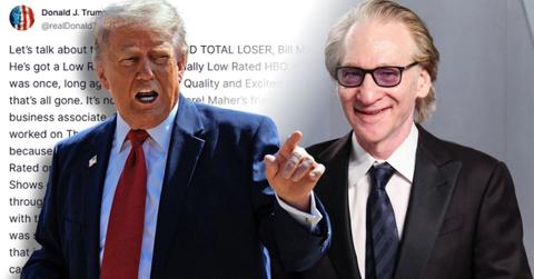 Split photos of Donald Trump and Bill Maher