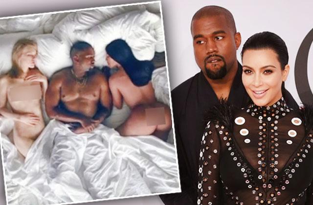 Kim Kardashian & Taylor Swift Naked In Bed With Kanye West In Risqué New  Video!