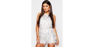 tassel sequin halterneck romper x