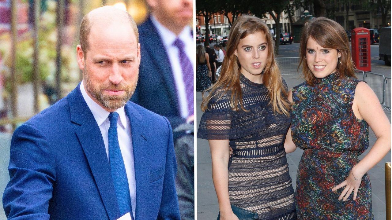 Split photos of Prince William, Princesses Beatrice and Eugenie