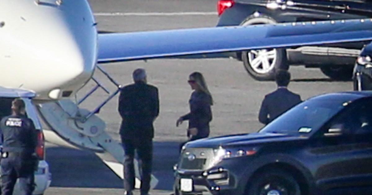 melania and barron trump board flight to mar lago