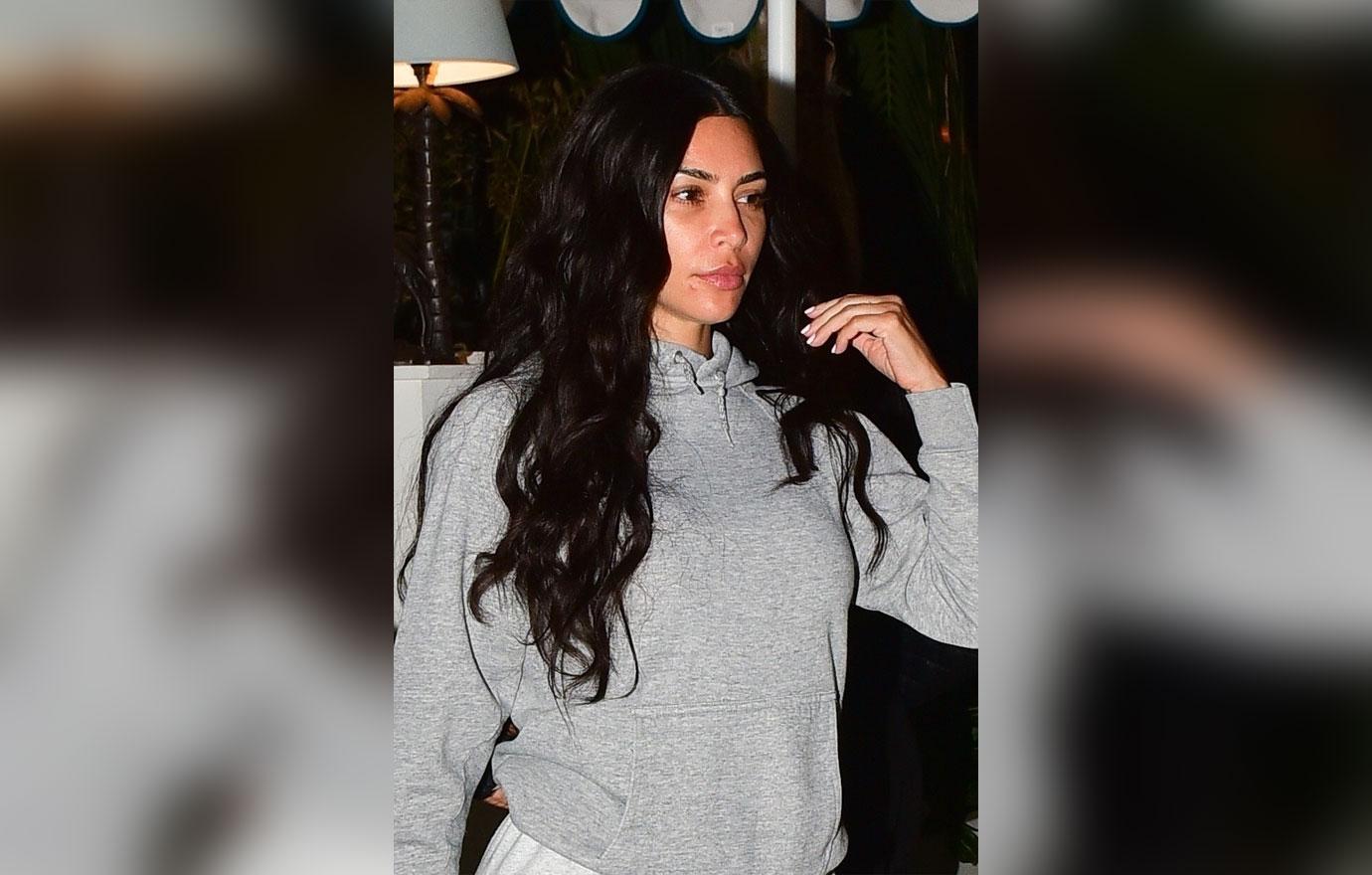 Kim Kardashian Wears Sweats & No Makeup On Date With Kanye West