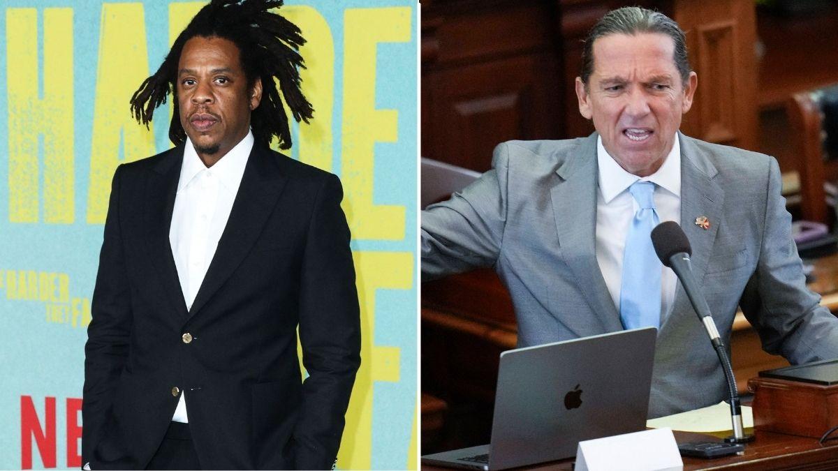 A photo o fJay-Z alongside a photo of Tony Buzbee