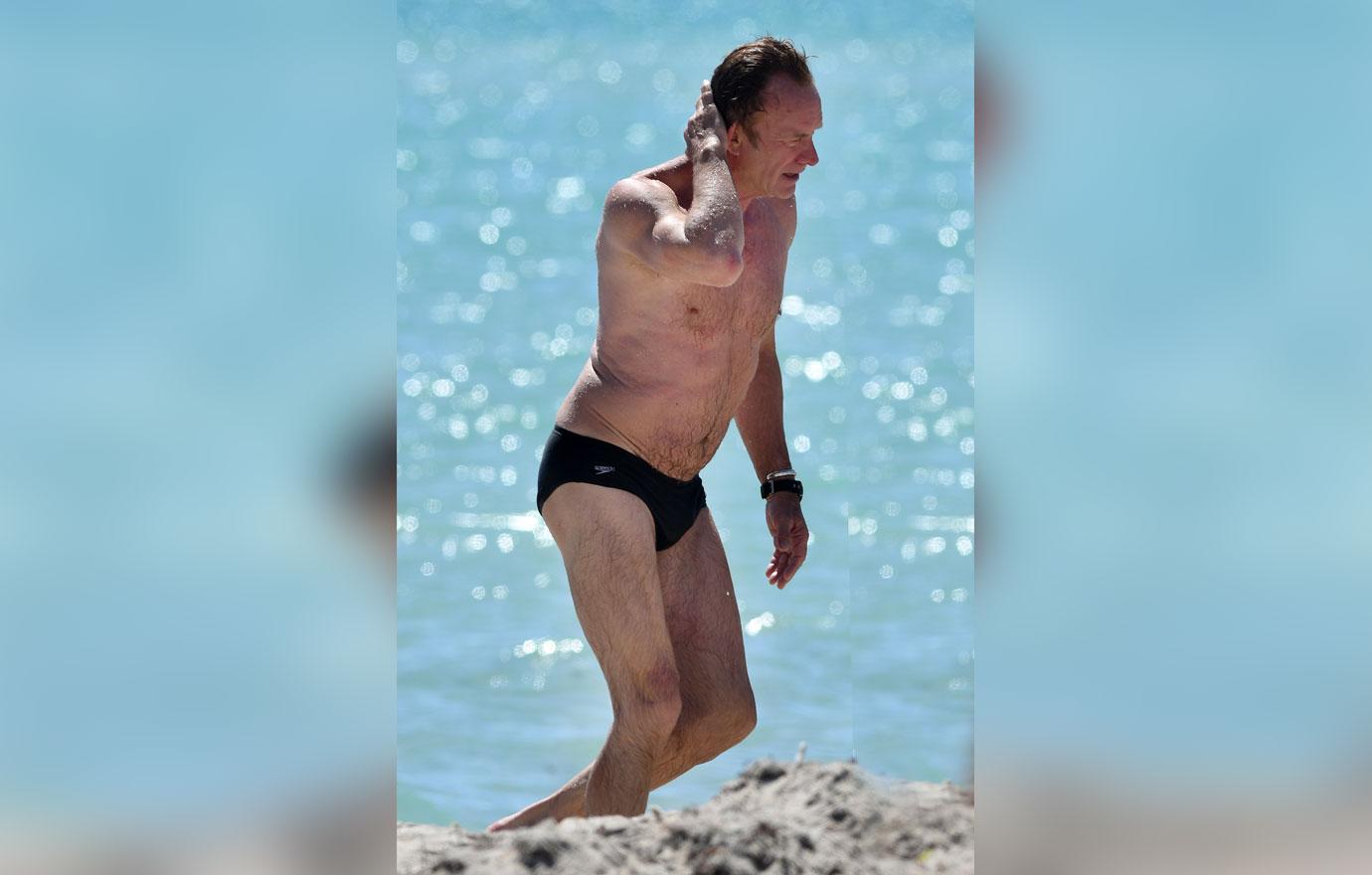 //sting shows off speedo miami beach