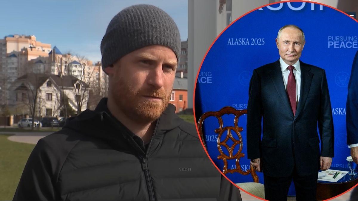 Split photo of Prince Harry and Vladimir Putin