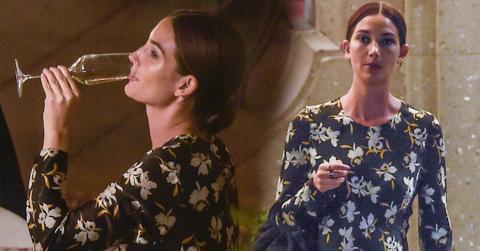 Lily Aldridge Pregnant Drinking Wine