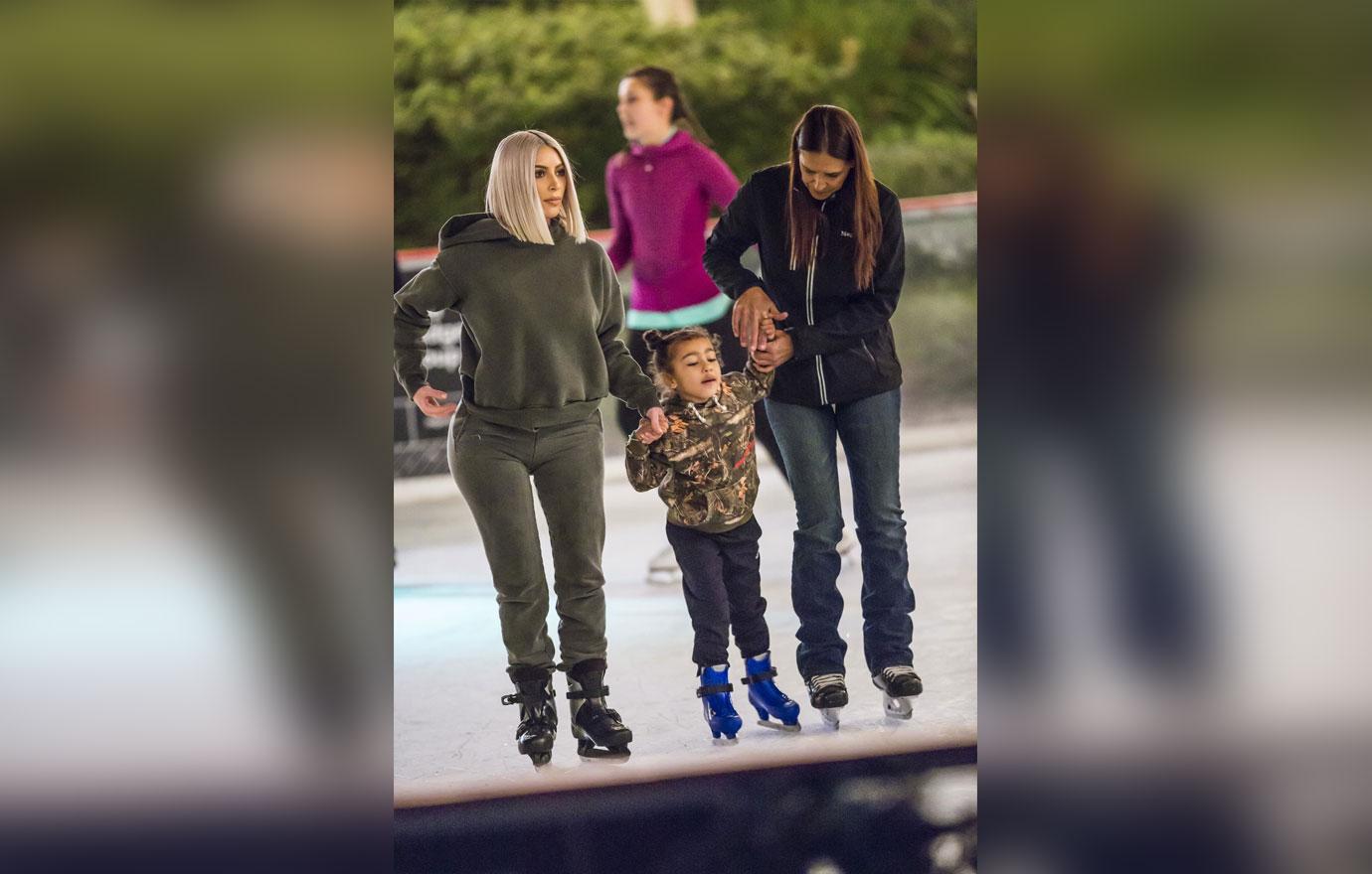 Kim Kardashian Helps Son Saint Ice Skate