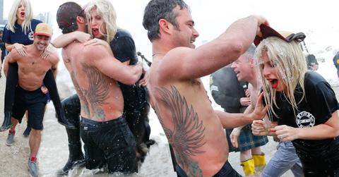 Lady Gaga & Taylor Kinney Take Polar Plunge