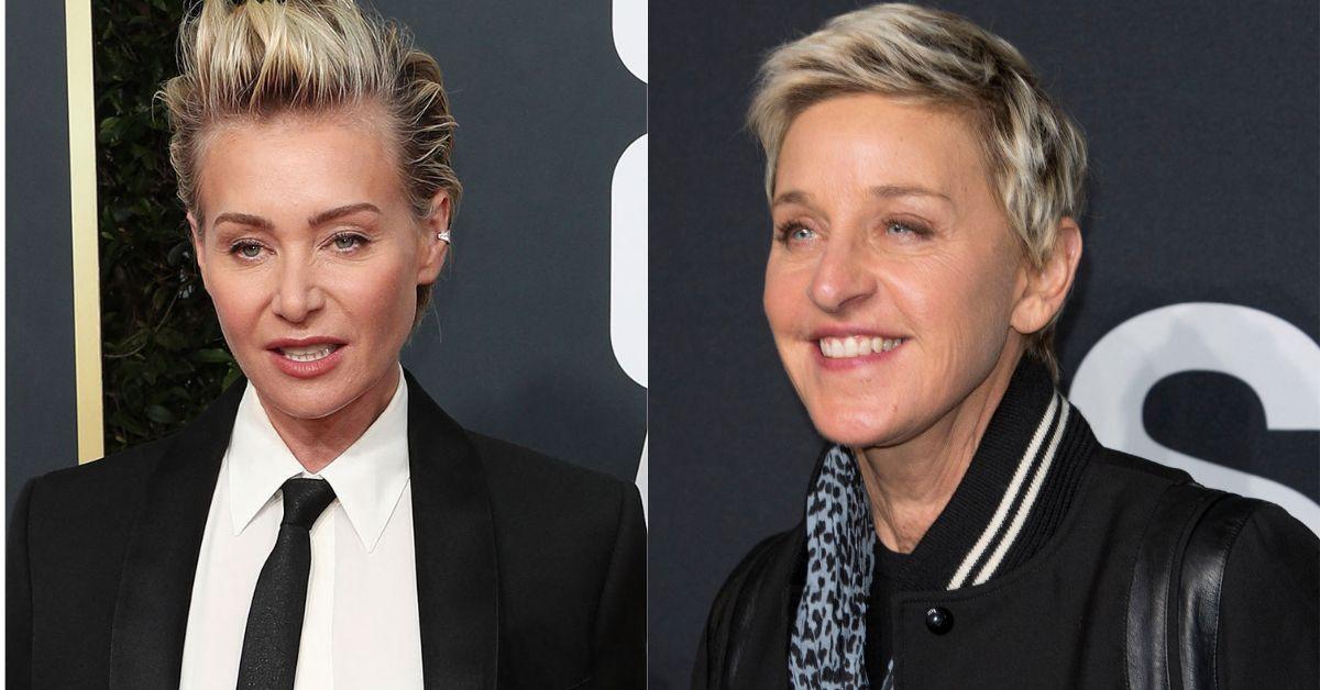 Portia de Rossi joined Ellen DeGeneres in England after the host ended her long-running daytime show.
