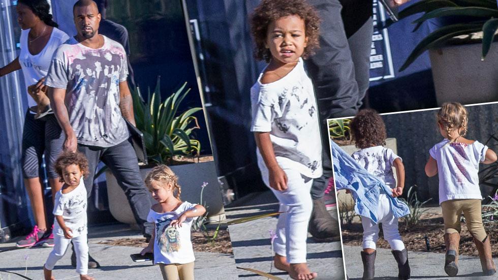 Family Man Kanye West Takes Out Barefoot Tots North & Penelope Disick ...