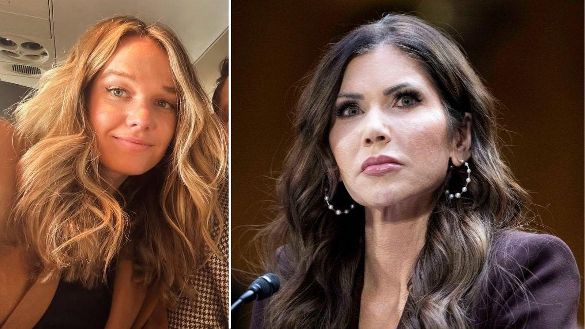 split image of Tricia McLaughlin and Kristi Noem