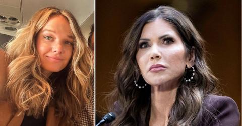 split image of Tricia McLaughlin and Kristi Noem