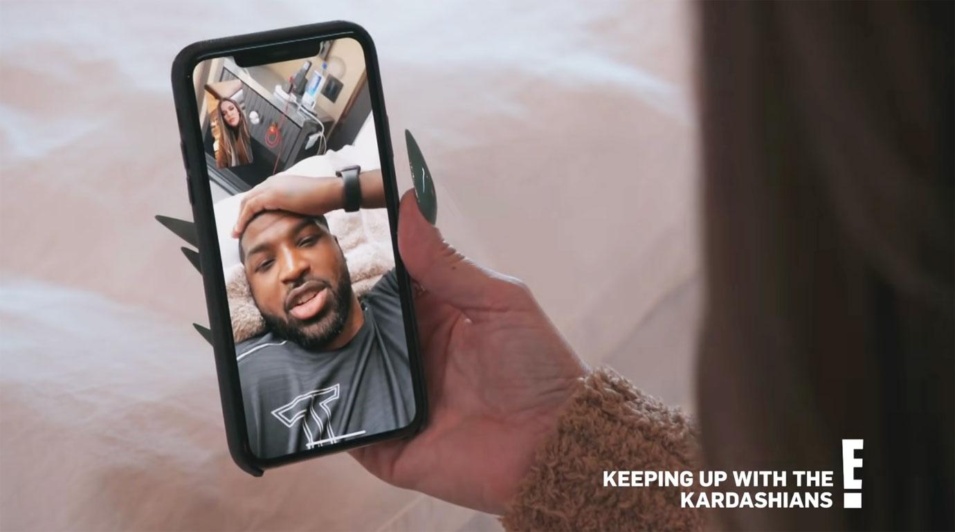 khloe kardashian facetimes tristan thompson cheating scandal hookup kuwtk