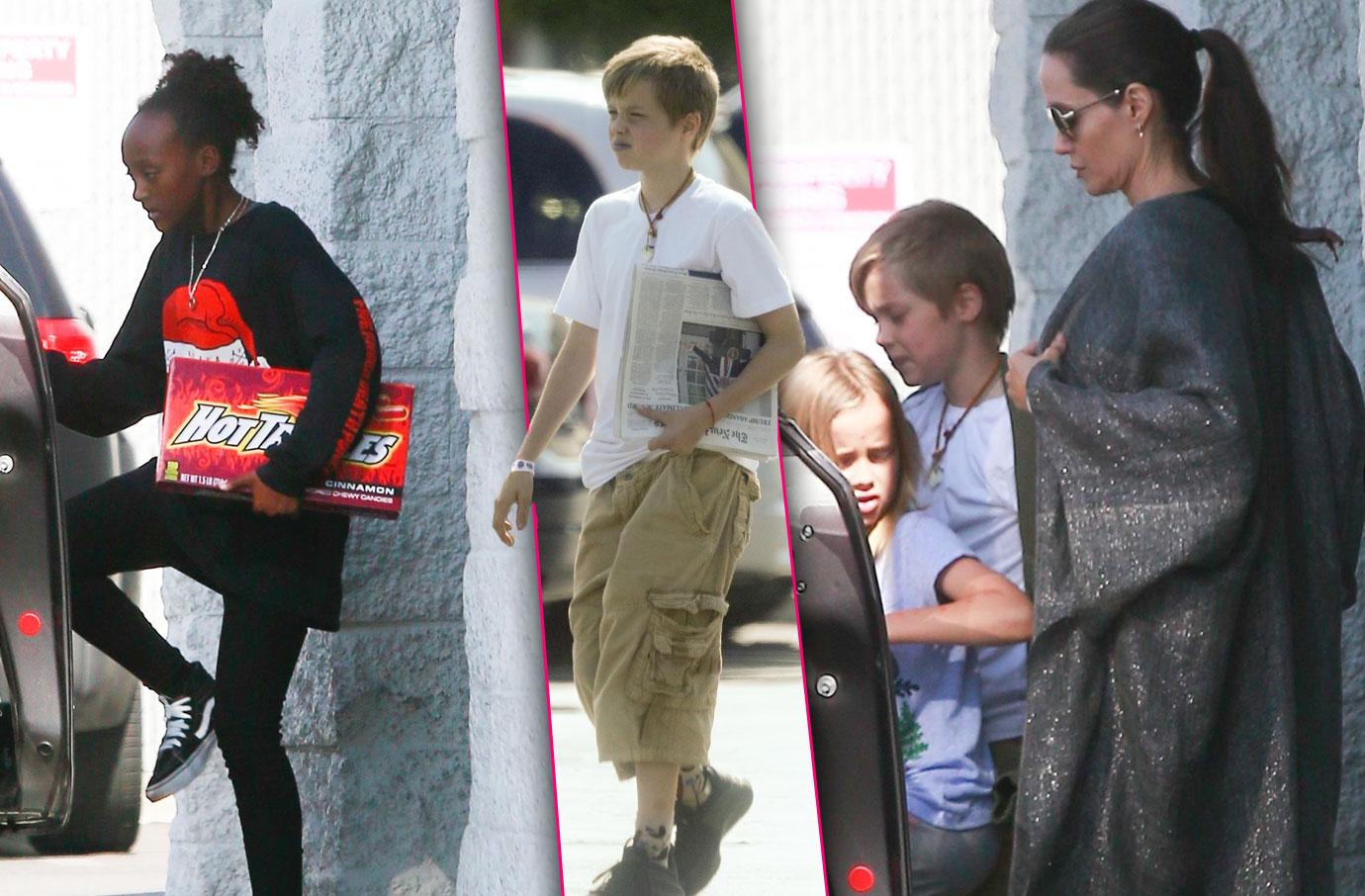 Angelina Jolie Kids Skating Divorce Pics