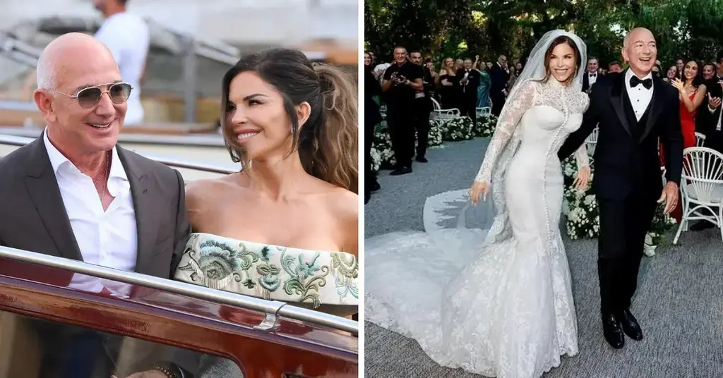 Composite photo of Jeff Bezos and Lauren Sanchez