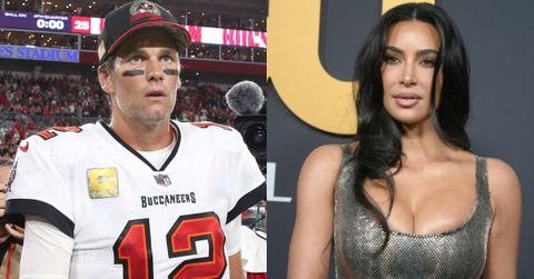 Split photo of Tom Brady, Kim Kardashian