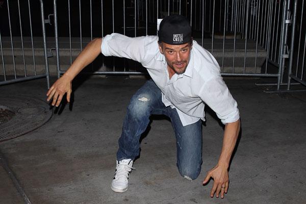 Josh Duhamel Trips Barricade