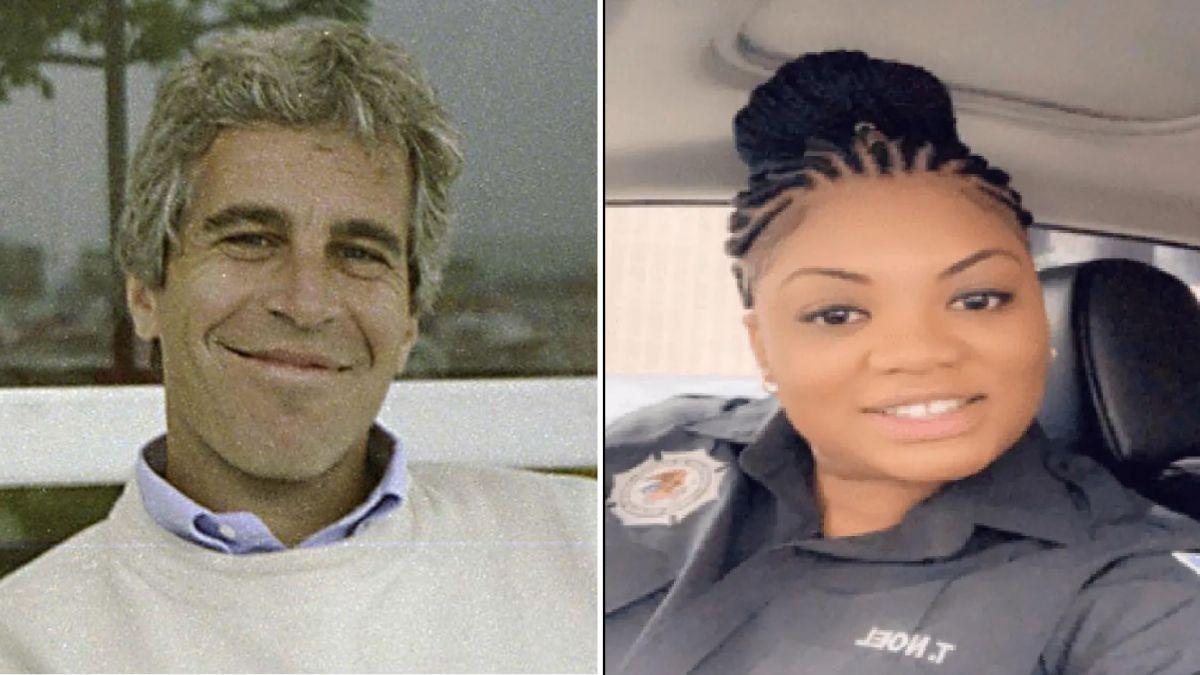 split image of Jeffrey Epstein and Tova Noel