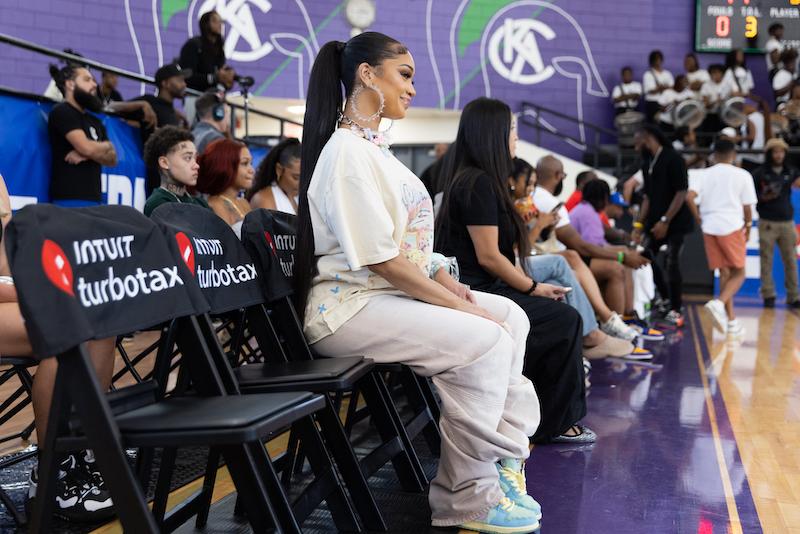 saweetie joins turbotax to take in the final four of the atlanta entertainment basketball league courtesy of turbotax