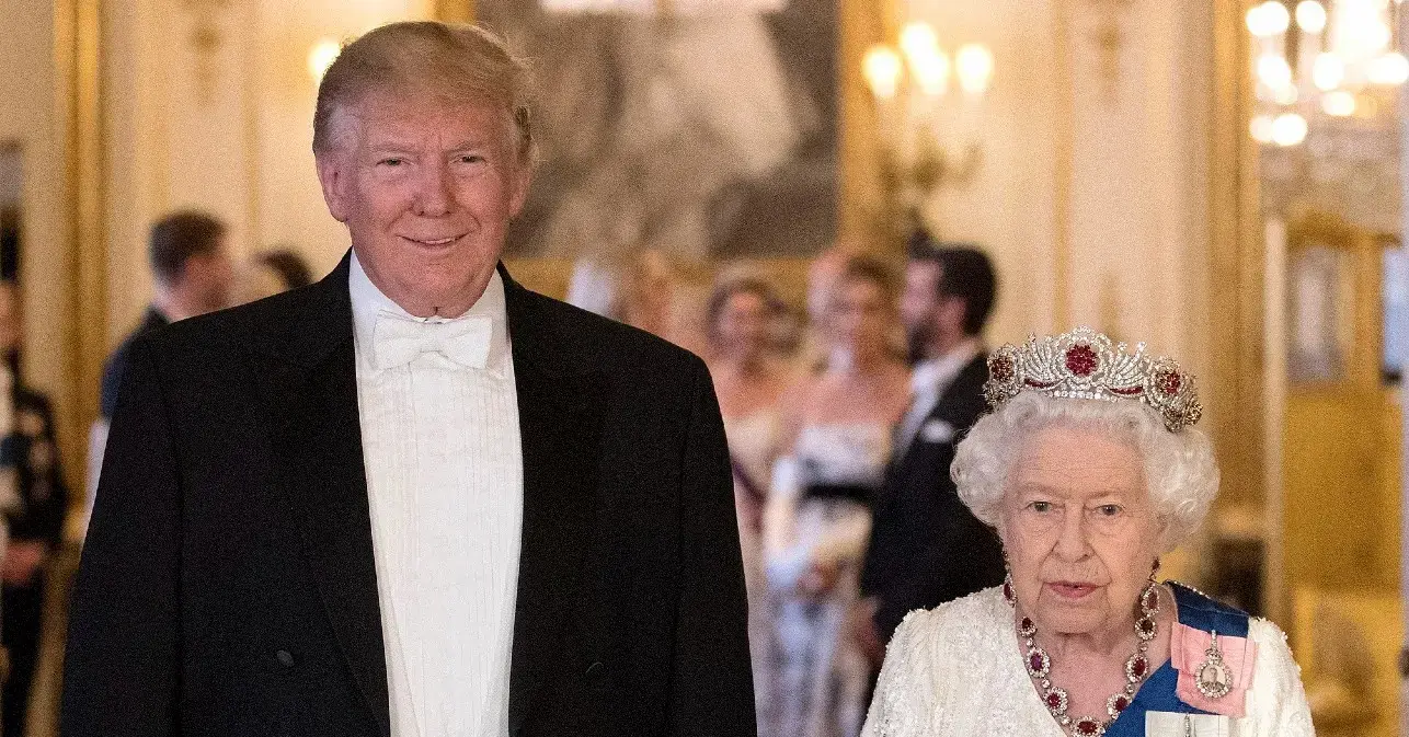 Photo of Queen Elizabeth and Donald Trump