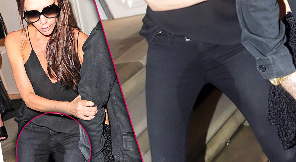 Not So Posh! Victoria Beckham Sports HUGE Wet Spot On Her Pants Leaving London Event 9