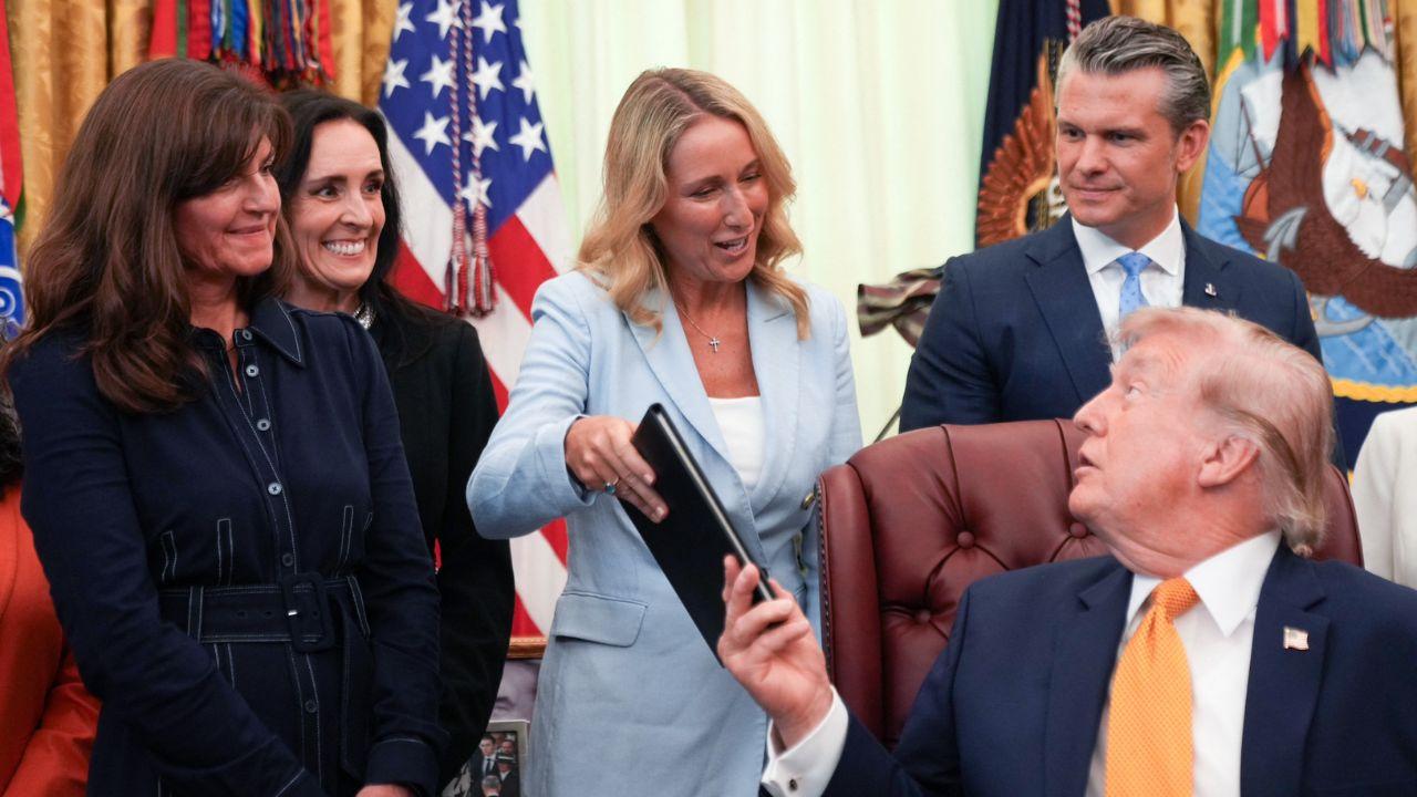 Photo of Jennifer Rauchet, Pete Hegseth, Donald Trump