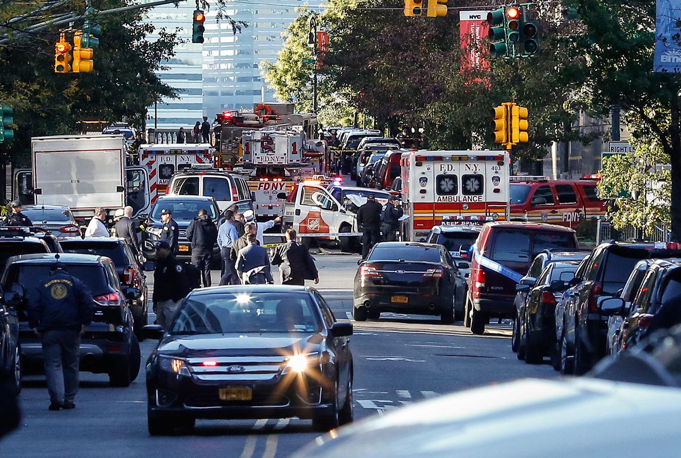 NYC car crash shooting photos video