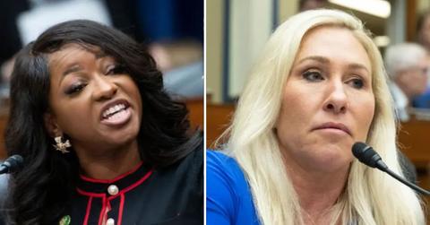 jasmine crockett warns marjorie taylor greene fake eyelashes fight a
