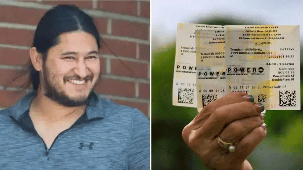 Split photo of Edwin Castro, lottery ticket