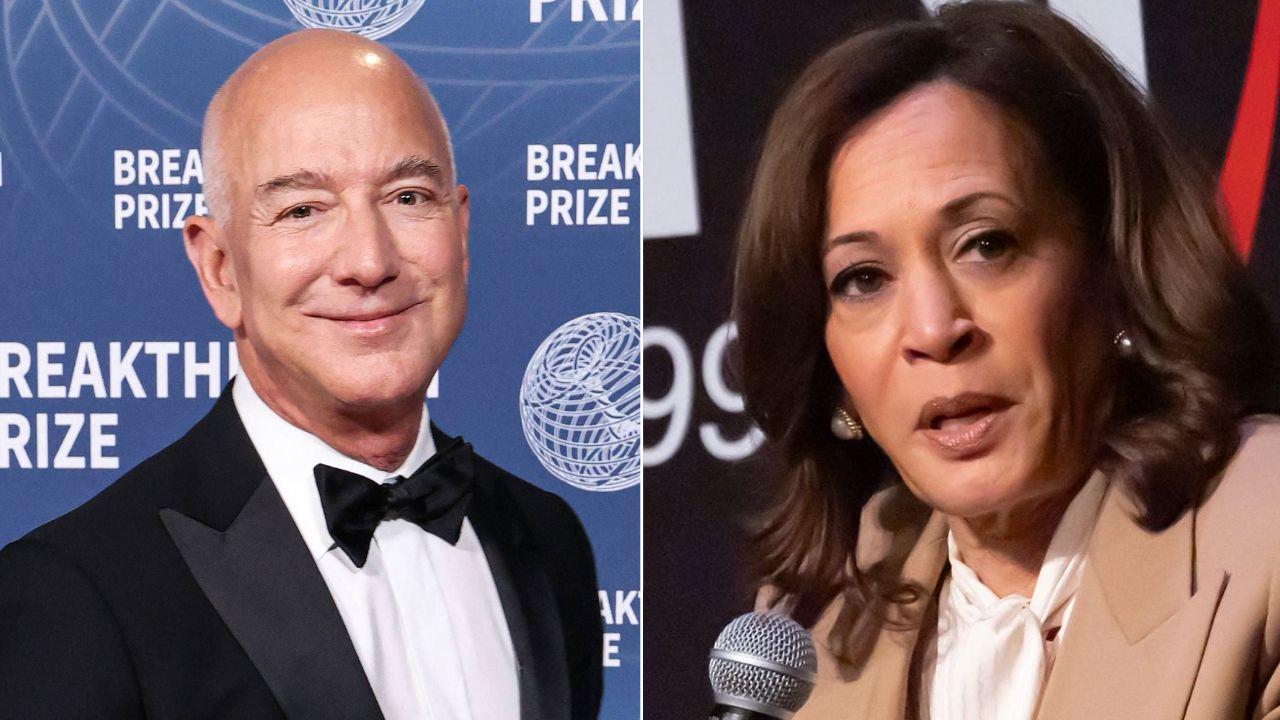 Photo of Jeff Bezos and Kamala Harris