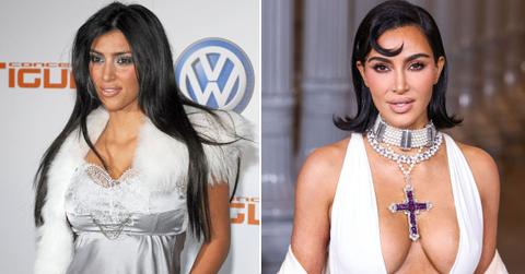 Split photo of Kim Kardashian before and after