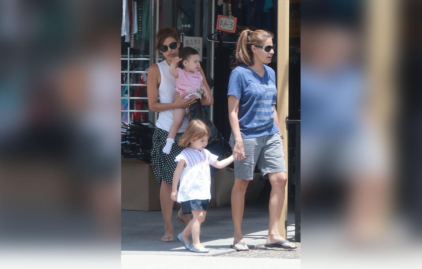 Eva Mendes Takes Daughters Out For Summer Stroll