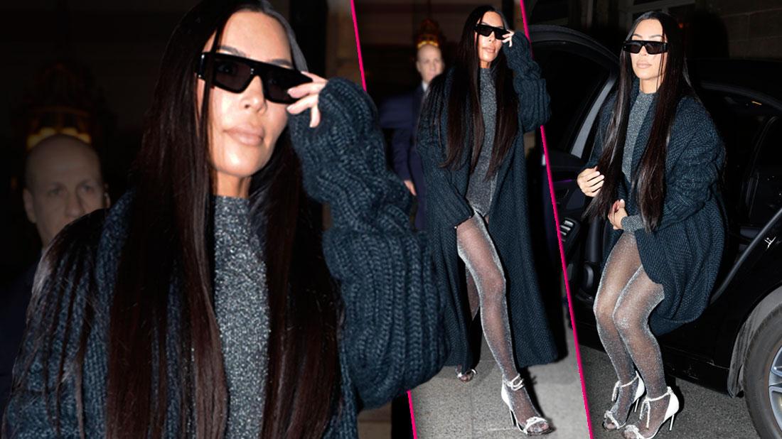 Kim Kardashian Steps Out in Paris Wearing a Sheer Bodysuit: Pics!