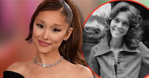Split photo of Ariana Grande and Karen Carpenter