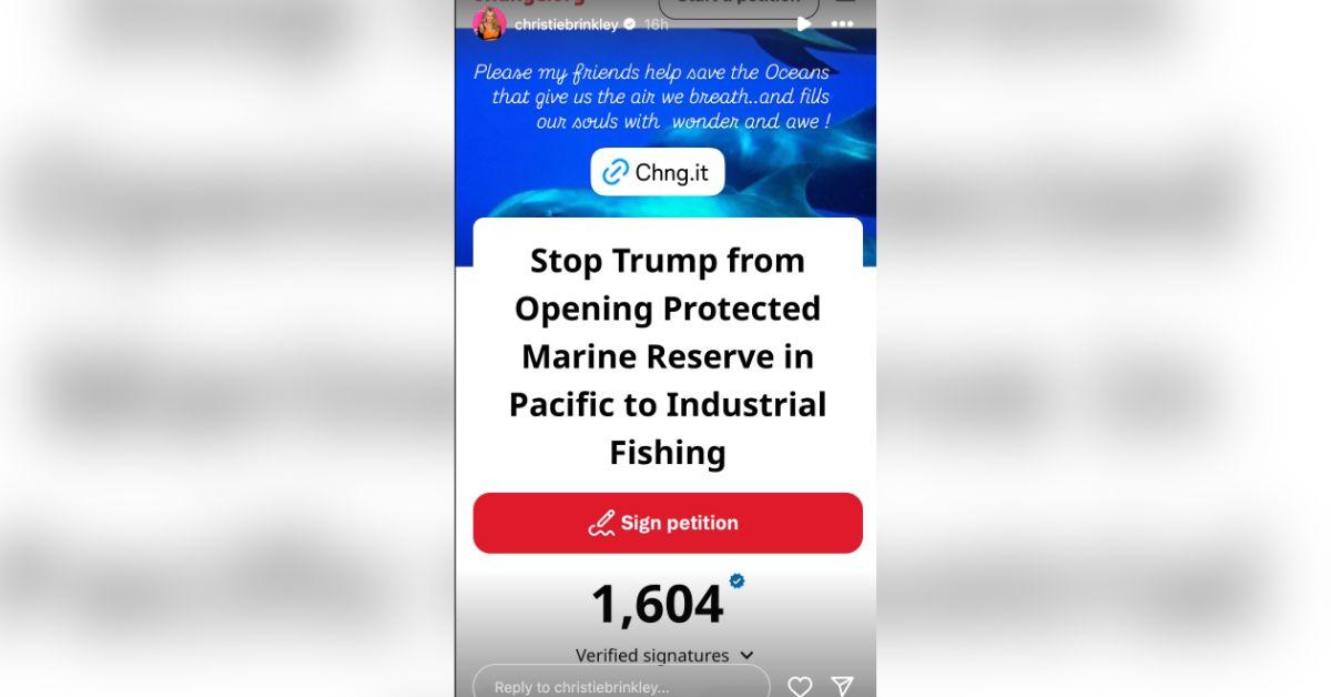 christie brinkley war donald trump oceans climate policies