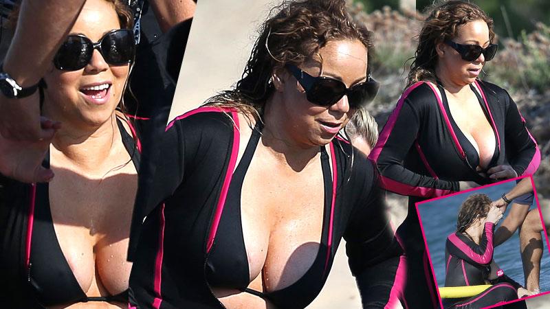 Busting Out! Mariah Carey Suffers Nip Slip While Jet Skiing 