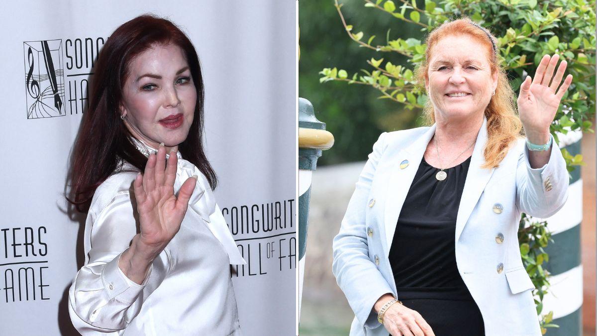 Split photo of Sarah Ferguson and Priscilla Presley