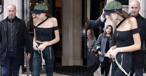 //gaunt looking kaia gerber leaves paris hotel pp