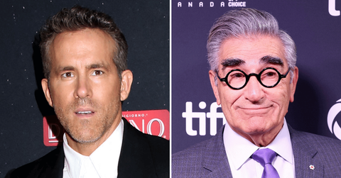 Split photo of Ryan Reynolds and Eugene Levy